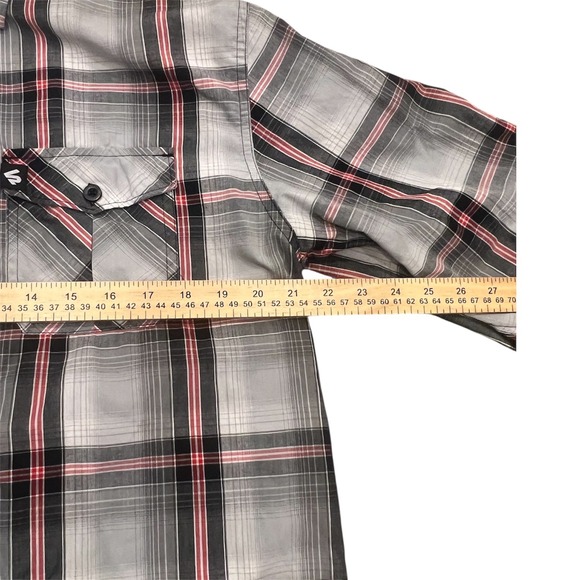 SOUTHPOLE Mens Long Sleeve Plaid Button Up Shirt Gray Red Black‎ Size L - Picture 3 of 5